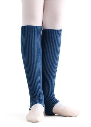 Гетри сині на танці для стоп рукава 5328 темні шкарпетки рубчик танцювальні панчохи під сапожки