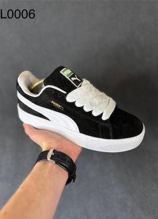 Женские замшевые кроссовки puma suede xl черные с белым модные женские летние кроссовки пума