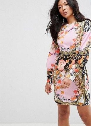 Розовое короткое платье с цветочным принтом от asos