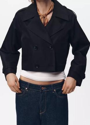 Тренч женский черный укороченный zara new