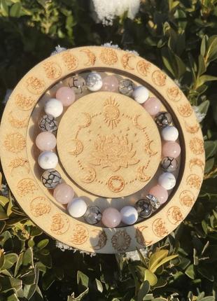 Браслет из натурального камня защиту агат вены дракрная ховлэт кахонг розовый кварц