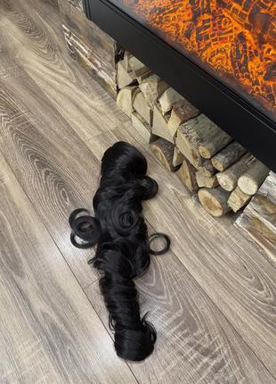 Накладне волосся накладний хвіст парик перука на крабику нове колір темний шоколад термоволокно