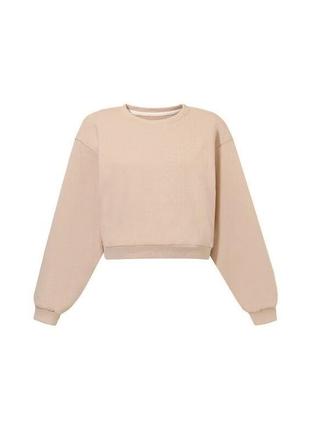 Новый бежевый оверсайз кроп/укороченный свитшот shein