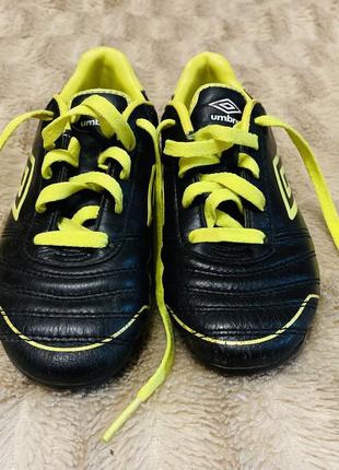 Бутсы детские, umbro, размер 30, кожаные