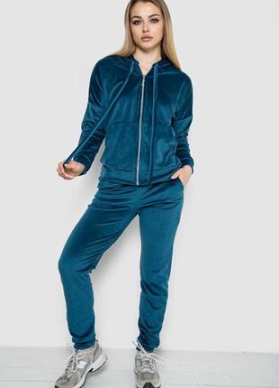 Спортивный костюм женский велюровый, цвет ізумруд, чорний,св-розовий