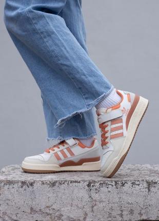 Жіночі кросівки адідас adidas forum low these orange білі з оранжевим