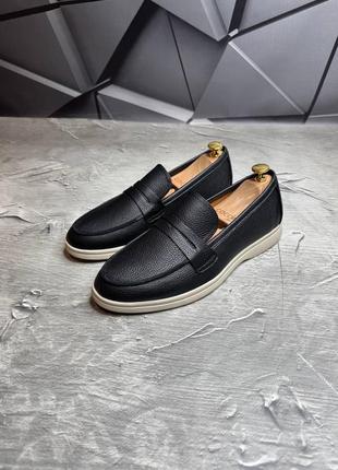 Лоферы мужские кожаные чёрные leather step! натуральная кожа! все размеры! весна-лето!