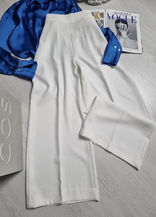 Zara білі штани кюлоти зара брюки висока посадка кльош палаццо білосніжні