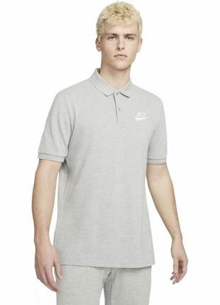 Nike nsw mens gray short sleeve polo shirt small logo чоловіче, сіре, однотонне поло з логотипом