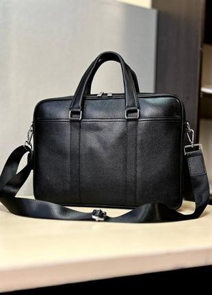 Шкіряна чоловіча сумка-портфель premium для ноутбуку 15,6ʼʼ та документів.
