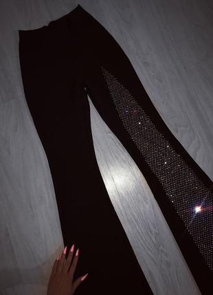 Роскошные по вечерним штаны фигуре люкс бандажные брюки утягивающее со вставками из сетки