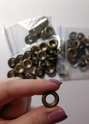 Люверсы металлические (антическая бронза), 8 мм.  45 шт.