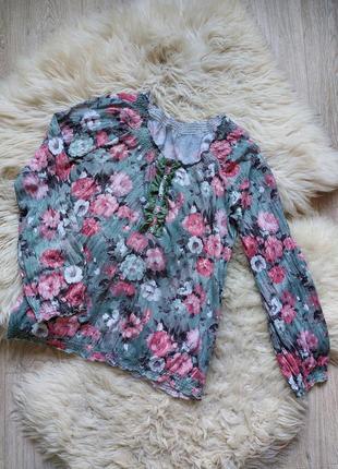 🌸💚🌺 красивый реглан гофре принт цветы 5