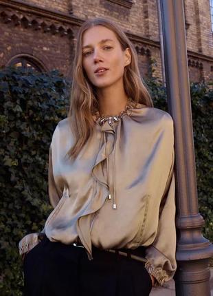 Атласная куртка коричневая женская zara new