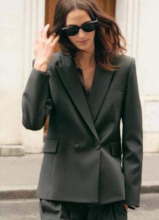 Двубортный блейзер женский зеленый zara new