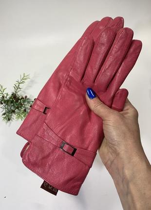 Жіночі шкіряні рукавички jinshuo розмір м (xxl) малинові з хутряною підкладкою н1947  елегантні жіно8 фото