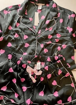 Сатинова піжама вікторія сікрет victoria's secret satin short pajama set3 фото