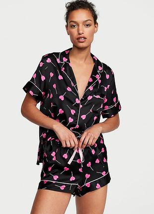Сатинова піжама вікторія сікрет victoria's secret satin short pajama set