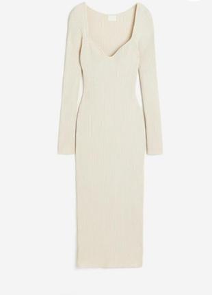 Длинное трикотажное платье миди макси h&m футляр лапша