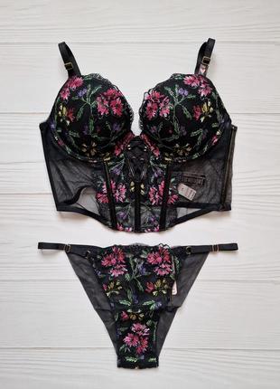 Роскошный комплект белья с вышивкой victoria's secret оригинал