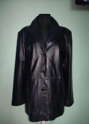 Куртка кожаная плащ кожаный полупальто жакет женская натуральная р. 48 (европейский) большого размера