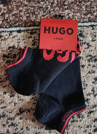 2 пари! фірмові короткі шкарпетки hugo boss, оригінал!