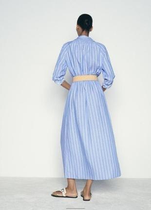 Платье- рубашка миди с льном от zara7 фото
