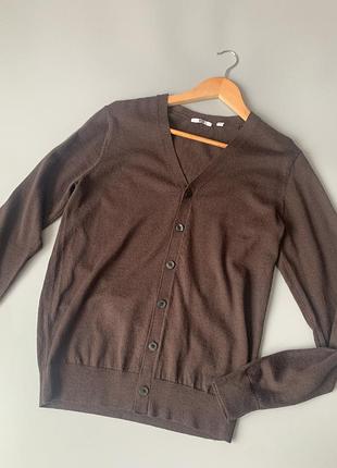 Шоколадний кардиган з тонкої вовни uniqlo р.xs