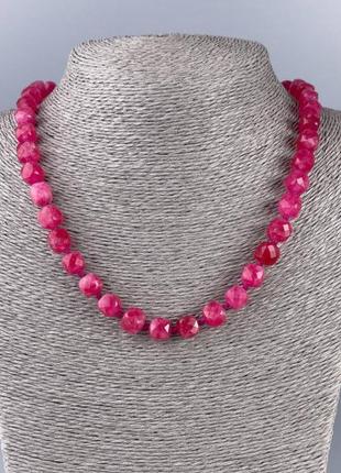 Намисто турмалін рожевий натуральний камінь гранований кубик d-9х9мм+- l-50см +-