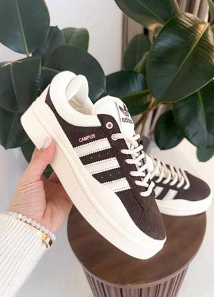 Замшеві кросівки adidas campus x bad banny brown