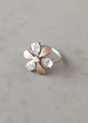 Серебряное кольцо с золотыми пластинами