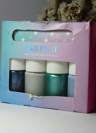 Лак для нігтів набір лаків mark's and spencer блакитний голубий синій сірий зелений колір морської хвилі глянцевий перламутр пилка