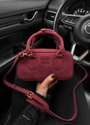 Замшевая сумка красная брендовая miu miu женская