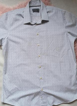 Натуральная мужская рубашка тенниска в горох,рубашка с коротким рукавом