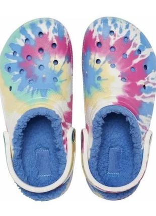 Шльопанці тапочки крокси crocs classic lined tie dye clog устілка 24.5 см