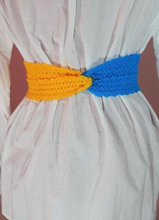 Патриотический пояс, вязаный крючком, ручная работа, декоративный пояс, аксессуар