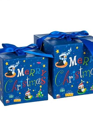 Набор из 2 коробок "новогодний снеговик" 15*15*15