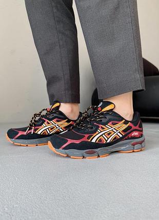 Женские кроссовки asics gel-nyc x naruto shippuden black orange red ассикс