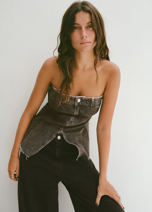 Джинсовый топ бандо zara