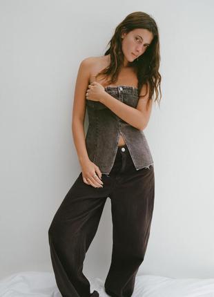 Джинсовый топ бандо zara