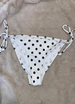 Купальник раздельный плавки фактурные в рубчик на завязках принт