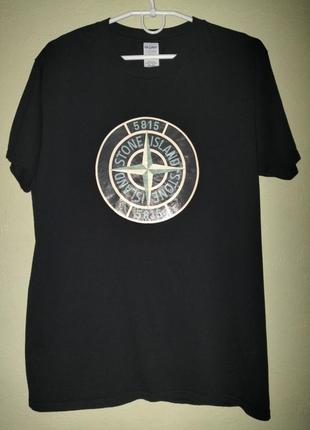 Футболка черная мужская базовая с принтом в стиле stone island