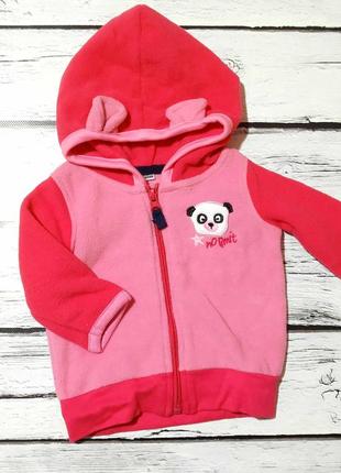 Кофта теплая детская флиска толстовка флисовая на замочке с капюшоном ушками на девочку