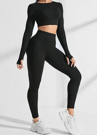 Женский бесшовный комплект для йоги и спорт зала с высокой талией