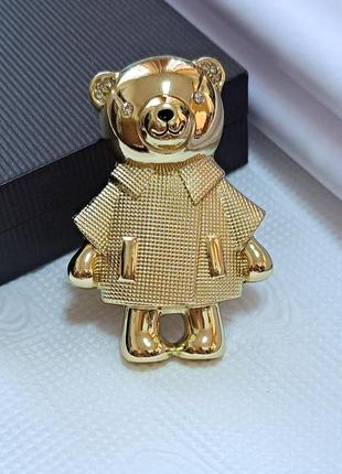 Брошь мишка медведь тедди, трендовая, маркировка max mara.