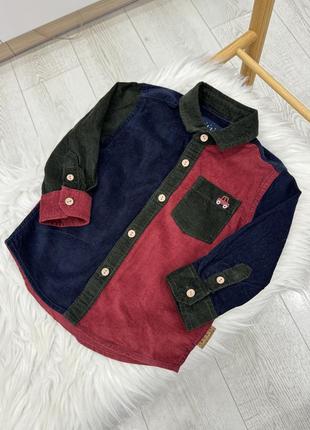 Стильная вельветовая рубашка next тёплая рубашка на мальчика