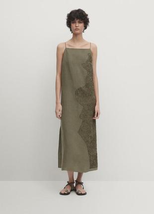 Льняное платье massimo dutti