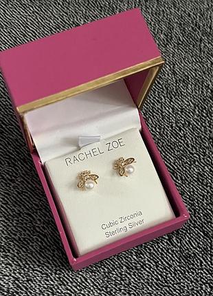 Брендові срібні 925 проби з золотим покриттям прикраси  сережки rachel zoe