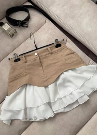 Юбка джинс шифон