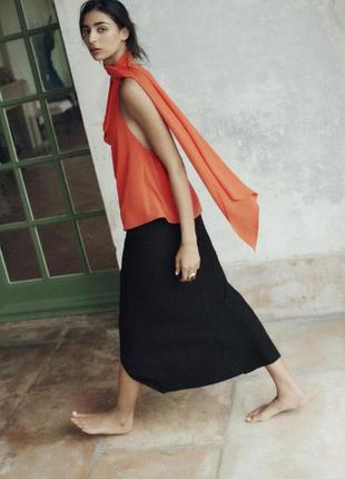 Новый красный топ с открытой спиной zara красный топ с шарфом коралловый топ с платком